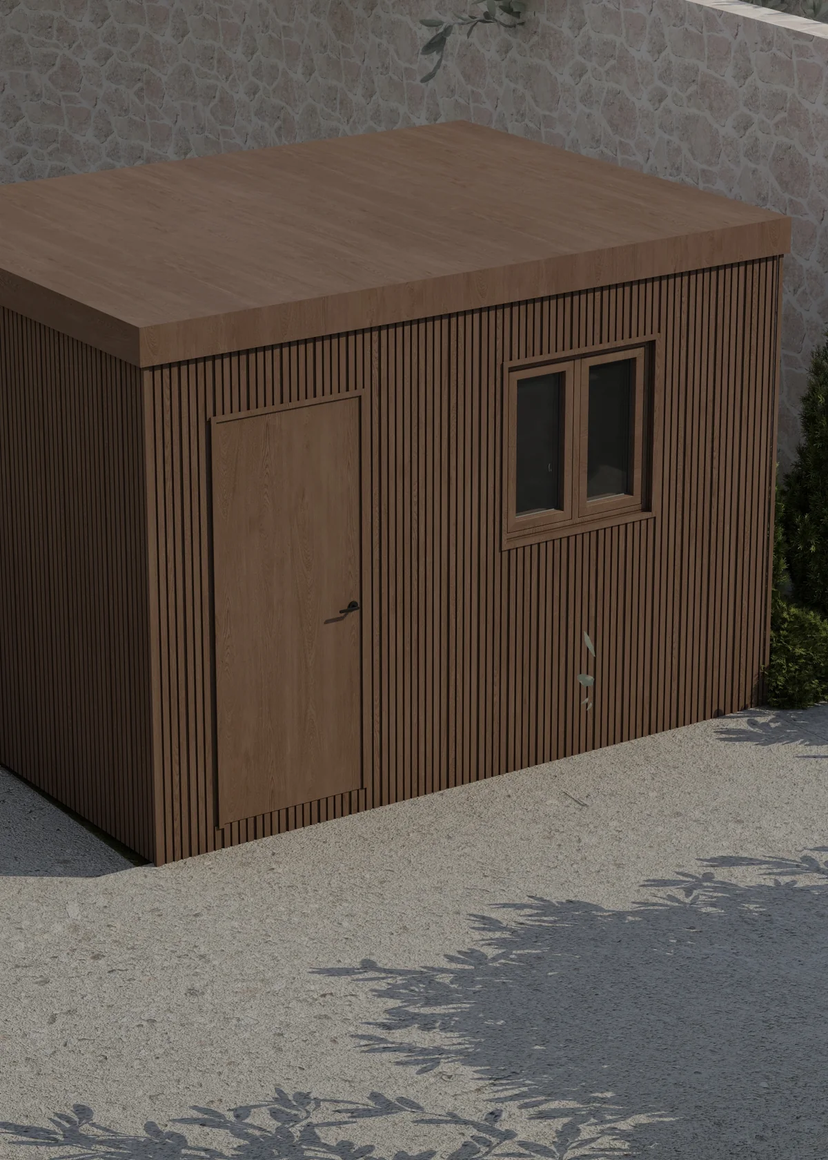 Elevated front angle of the timber guard room